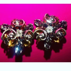 Vintage Smoky Topaz Colored Stones Earrings